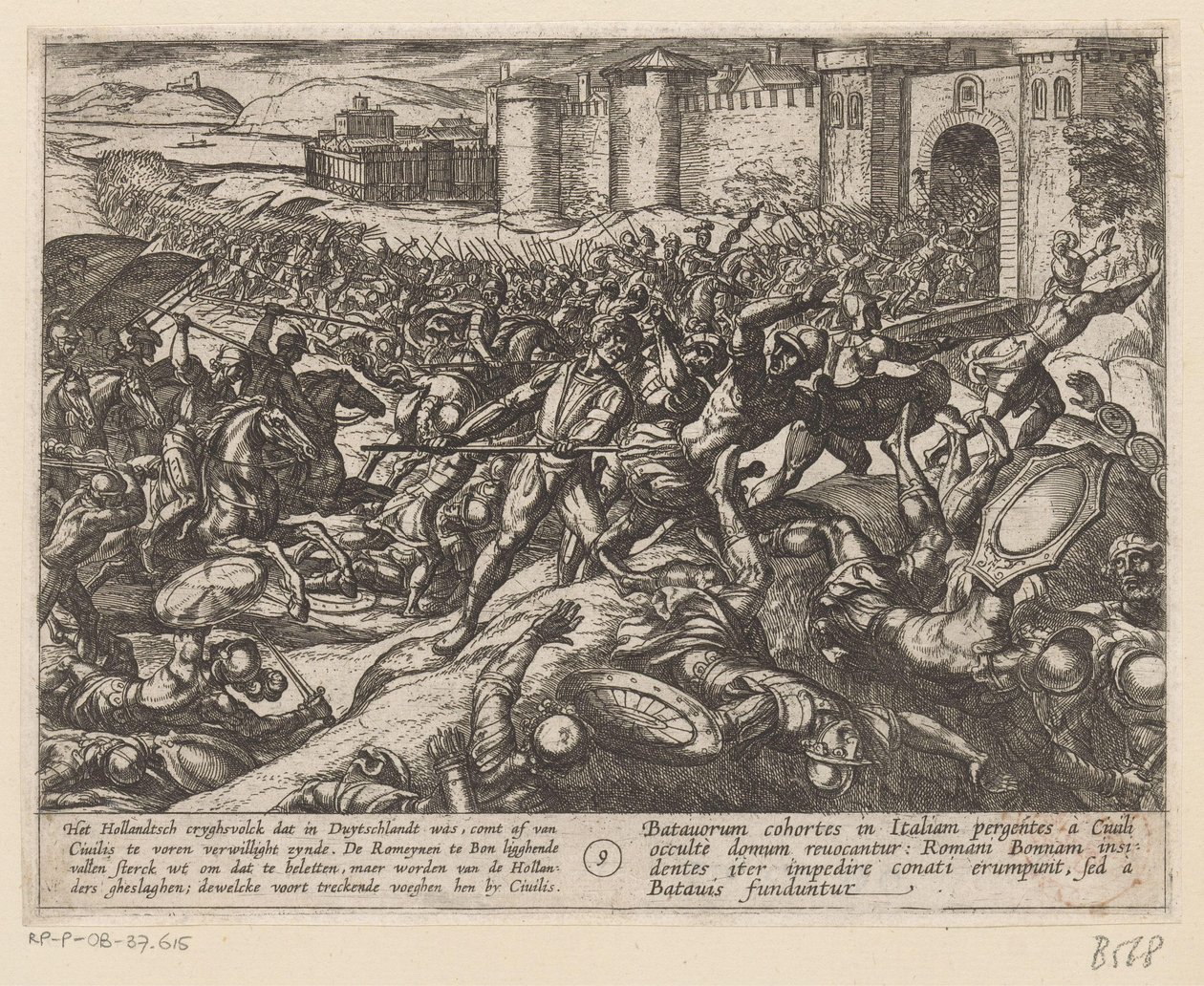 De Romeinen worden verslagen door de Nederlandse troepen te Bonn door Antonio Tempesta