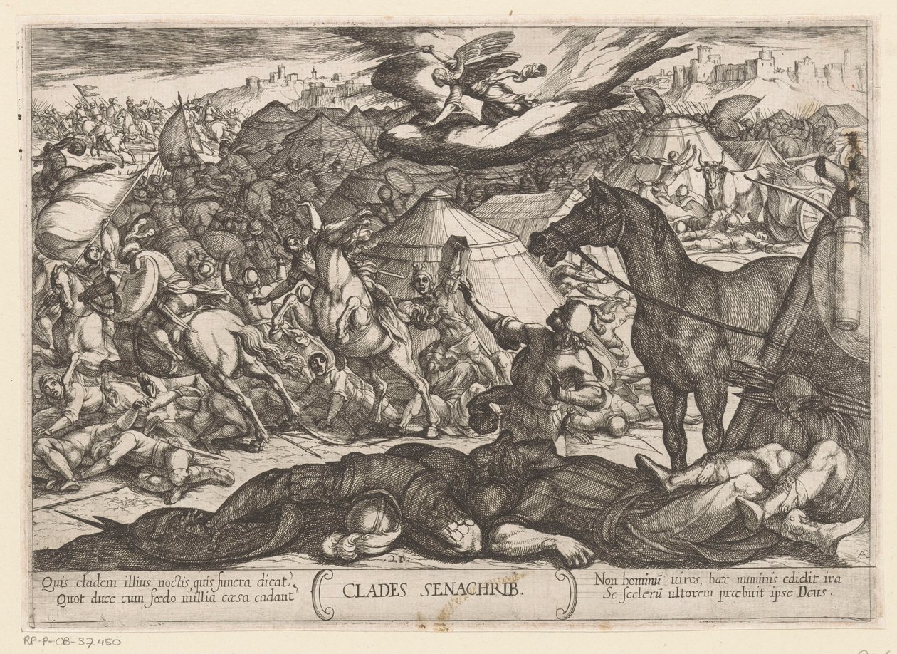 De doodsengel overwint het leger van Sennacherib door Antonio Tempesta