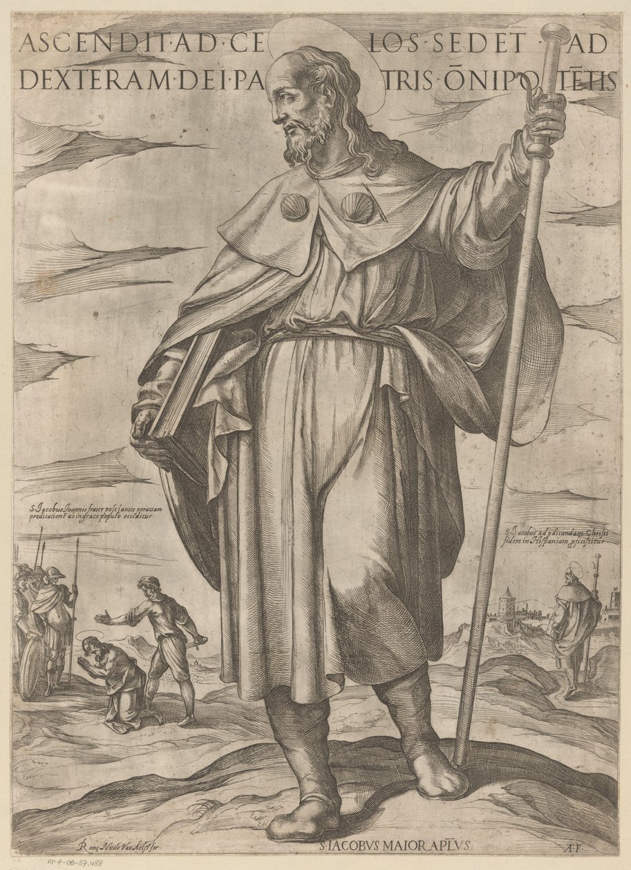 De heilige Jakobus de Meerdere Christus, Maria en de apostelen (serietitel) door Antonio Tempesta