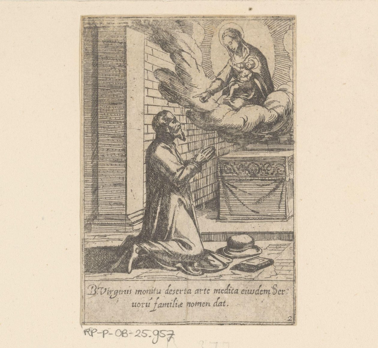 De heilige Philippus plaatst zich onder de hoede van Maagd Maria (Het leven van Philippus Benitius, serie titel) door Antonio Tempesta