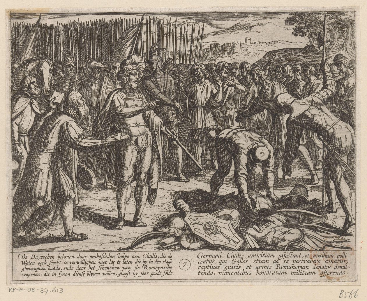 Duitse gezanten bezoeken Julius Civilis De Bataafse oorlogen tegen de Romeinen door Antonio Tempesta
