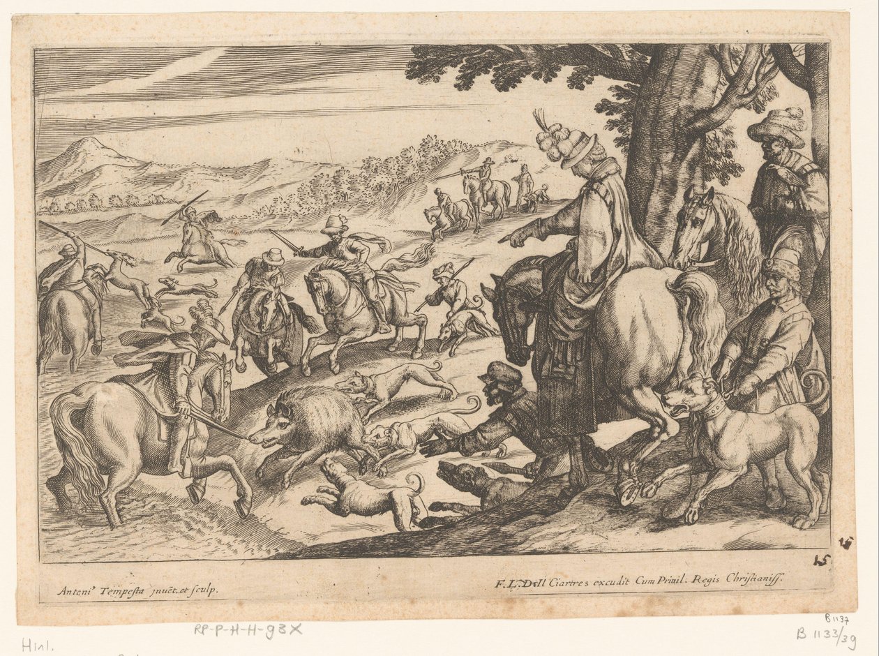 Jacht op everzwijn en hert, Jachtscènes (deel 5) door Antonio Tempesta