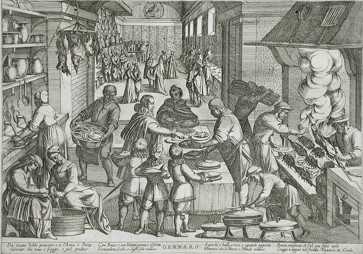 Januari: Een keuken door Antonio Tempesta