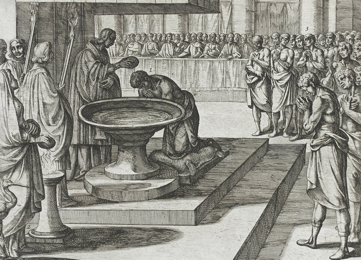 Mudarra en zijn ruiters bekeren zich tot het christendom en worden gedoopt door Antonio Tempesta
