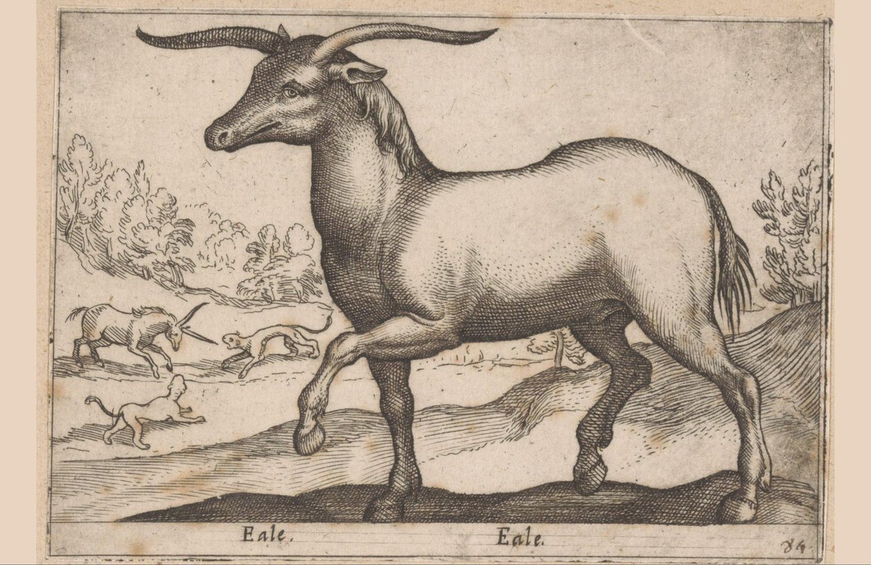 Paard met hoorns (Dieren en fabelwezens) door Antonio Tempesta