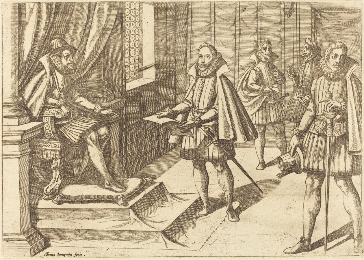 Filips II van Spanje op Zijn Troon door Antonio Tempesta