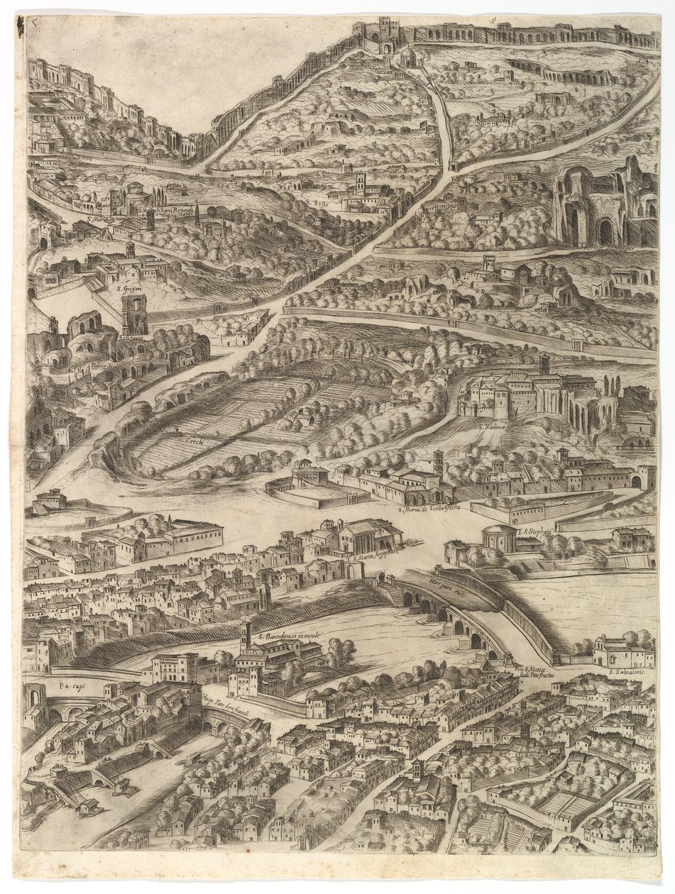 Plan van de Stad Rome. Deel 5 met de Baden van Caracalla, de Santa Sabina en Deel van door Antonio Tempesta