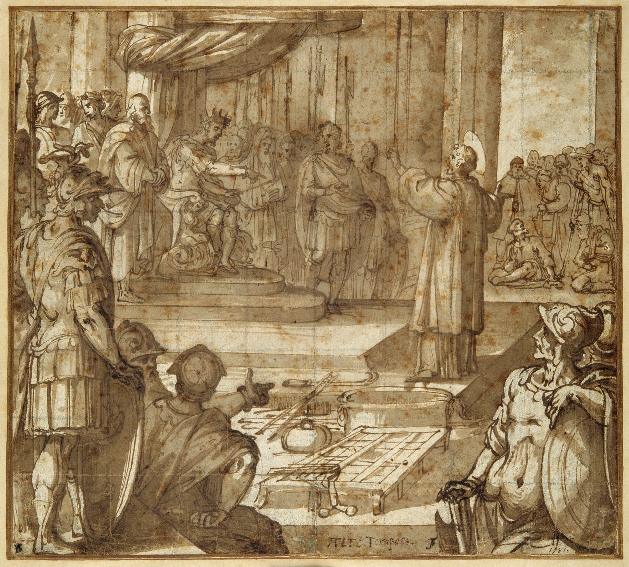 St. Laurentius spreekt in aanwezigheid van prefect Decius door Antonio Tempesta