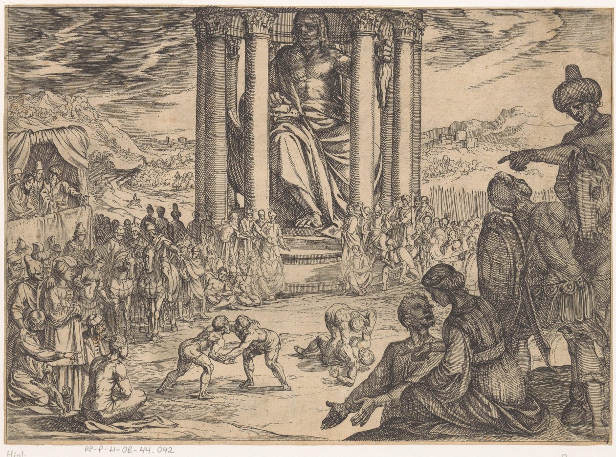 Standbeeld van Jupiter in Olympia door Antonio Tempesta
