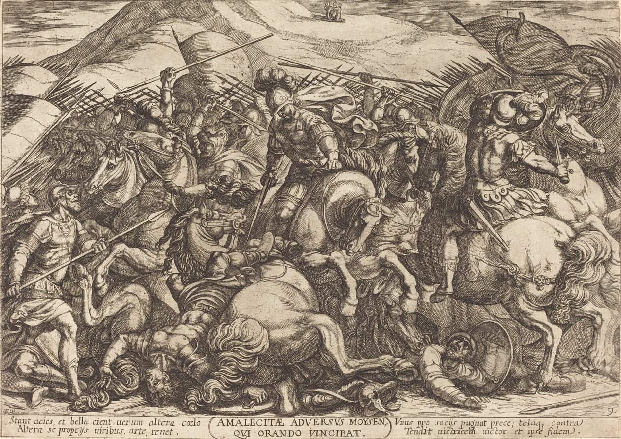 De nederlaag van de Amalekieten door de Hebreeën door Antonio Tempesta