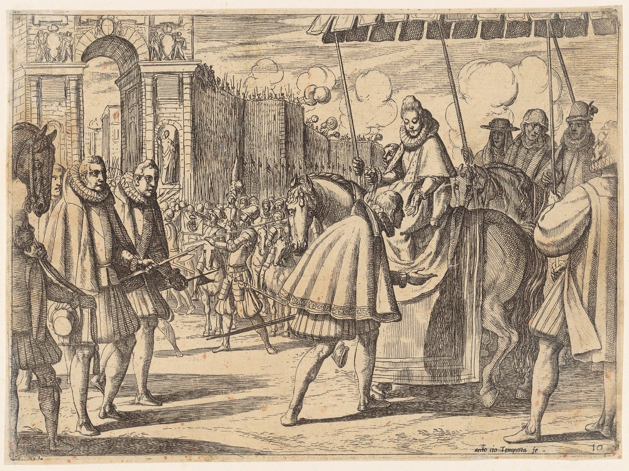 De triomfantelijke intocht van Margaretha van Oostenrijk in Milaan door Antonio Tempesta