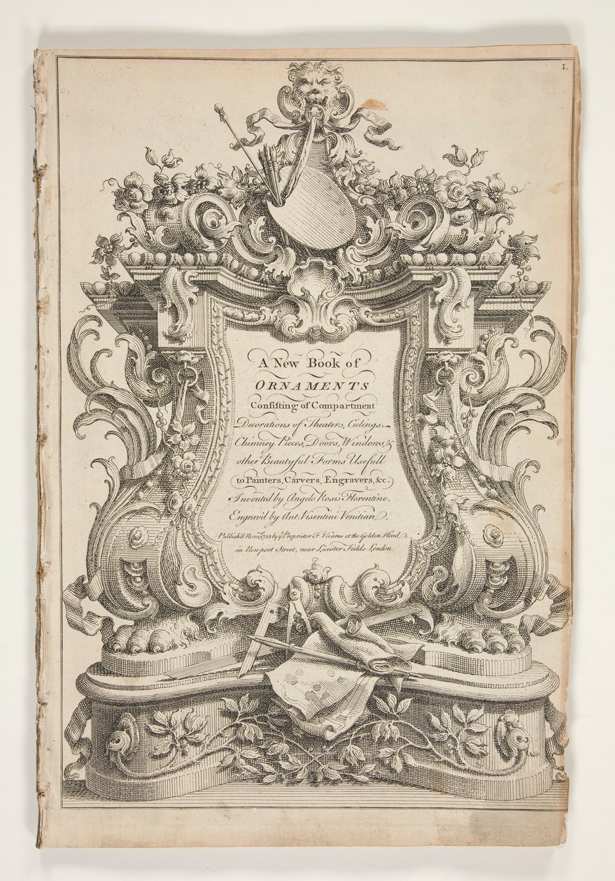 Een nieuw boek van ornamenten door Antonio Visentini