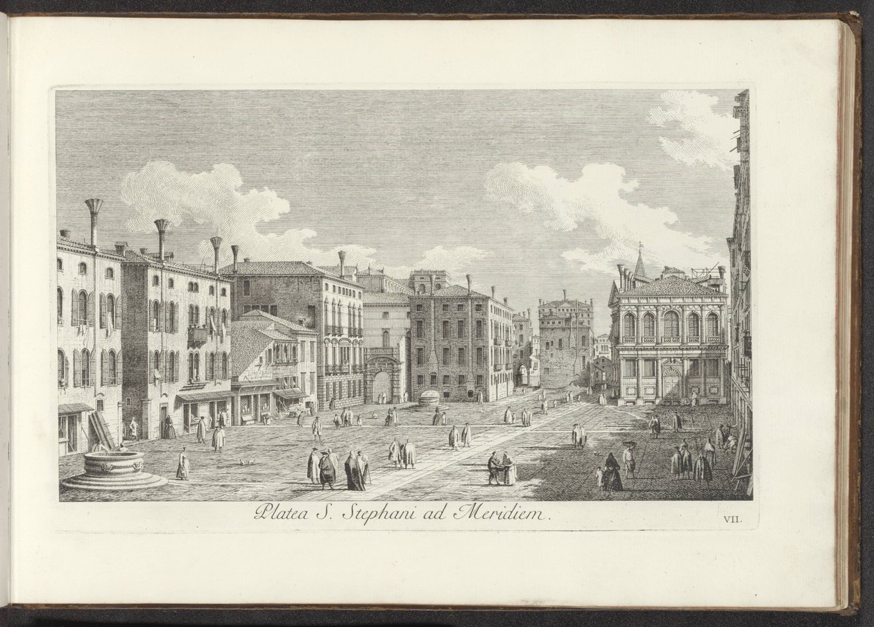 Gezicht op Campo Santo Stefano te Venetië door Antonio Visentini