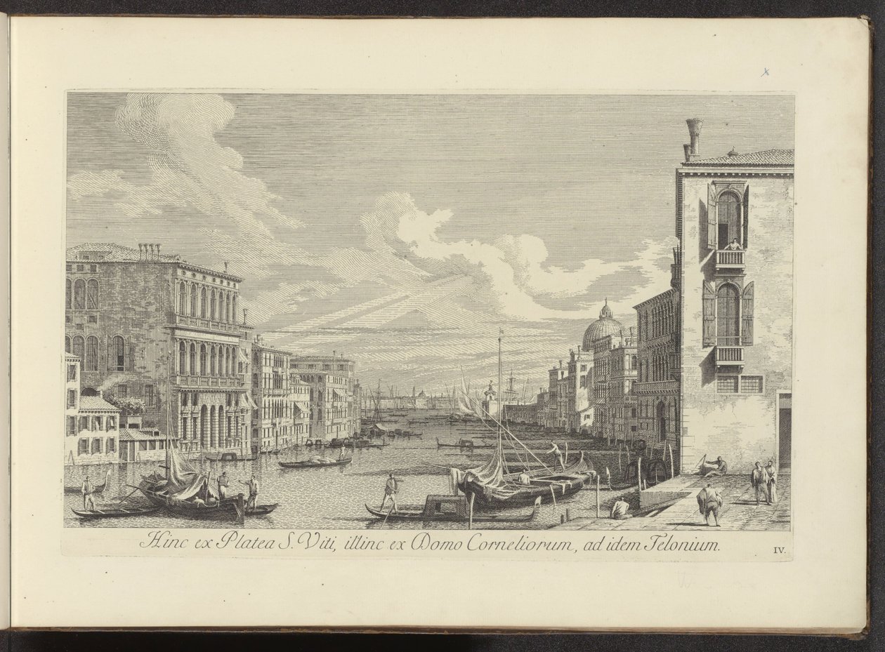 Gezicht op het Canal Grande en Campo San Vio te Venetië door Antonio Visentini