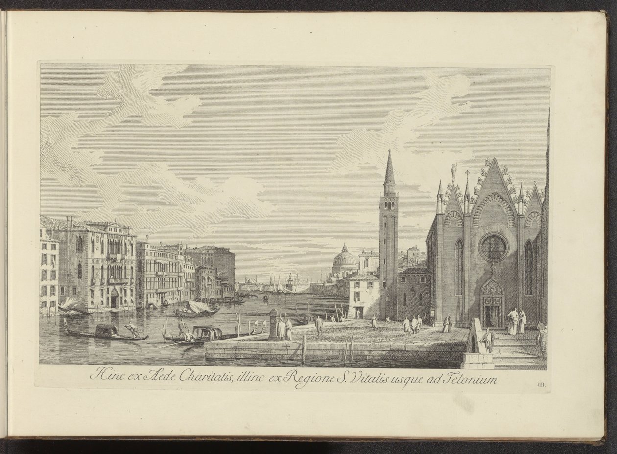Gezicht op het Canal Grande en de Chiesa di Santa Maria della Carità te Venetië door Antonio Visentini