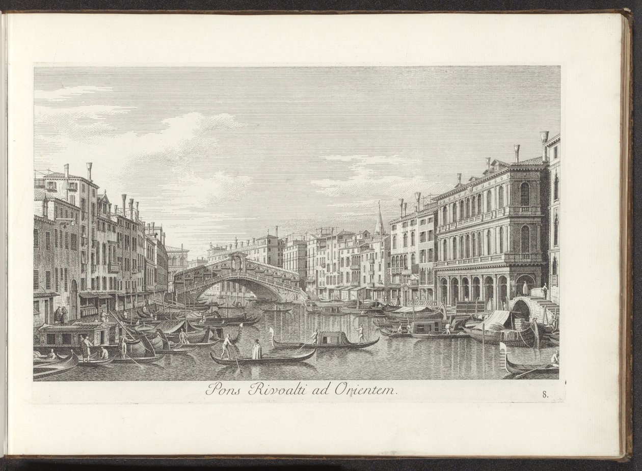 Gezicht op het Canal Grande en de Rialtobrug te Venetië door Antonio Visentini
