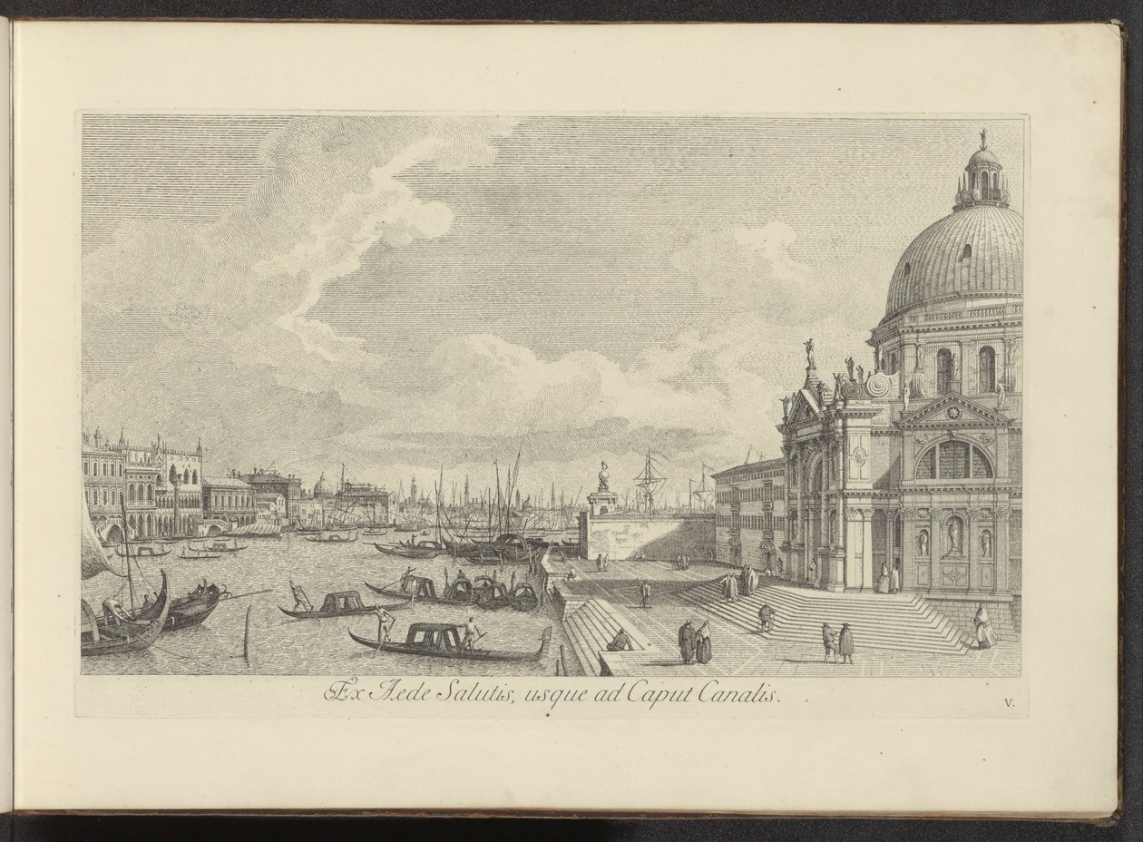 Gezicht op het Canal Grande en de Santa Maria della Salute te Venetië door Antonio Visentini