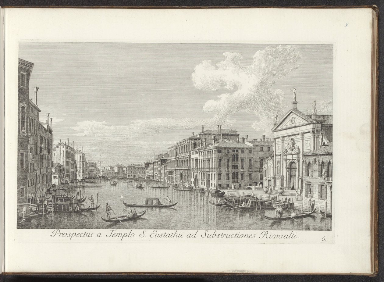 Gezicht op het Canal Grande en de kerk de San Stae te Venetië door Antonio Visentini