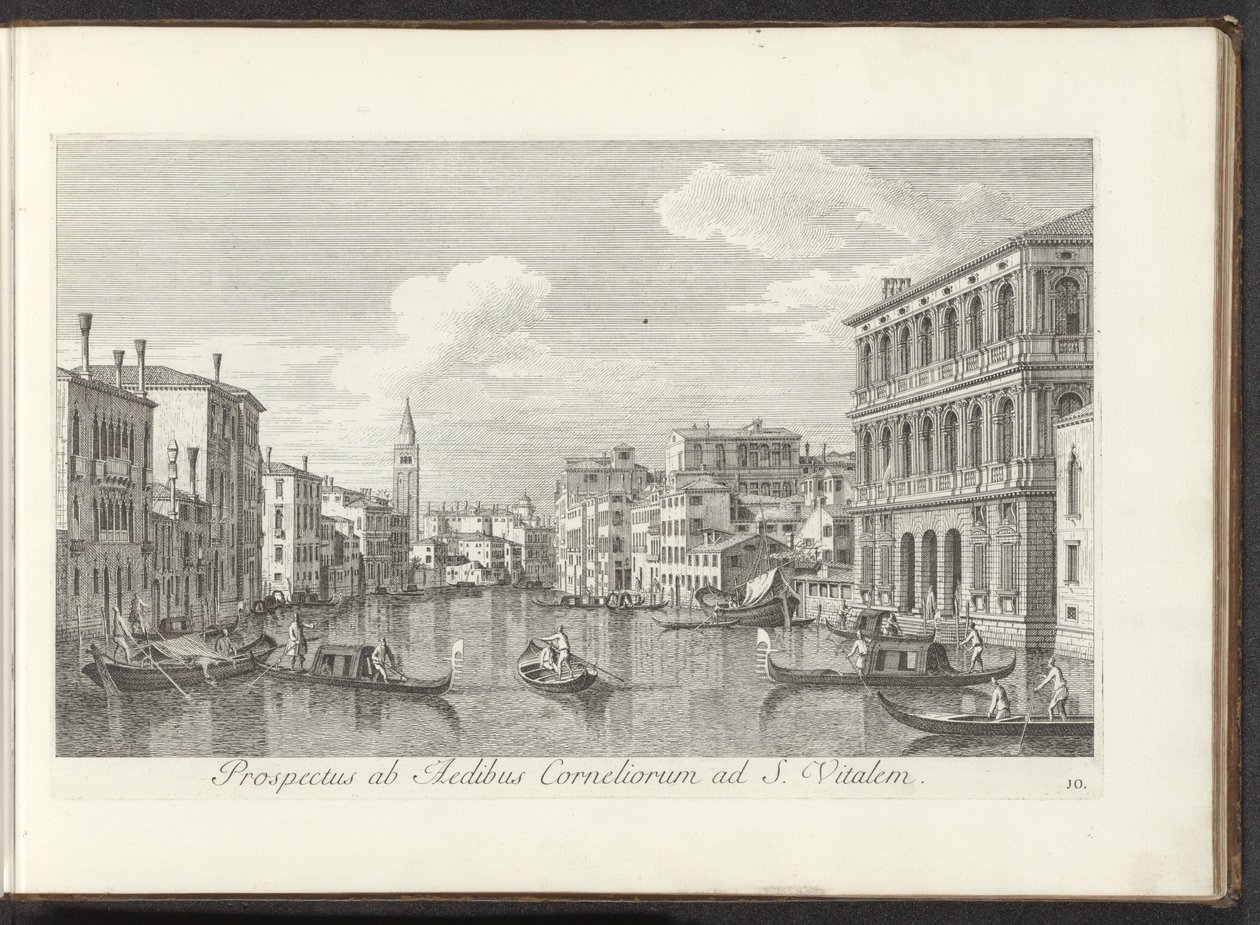 Gezicht op het Canal Grande en de toren van de San Vitale te Venetië door Antonio Visentini
