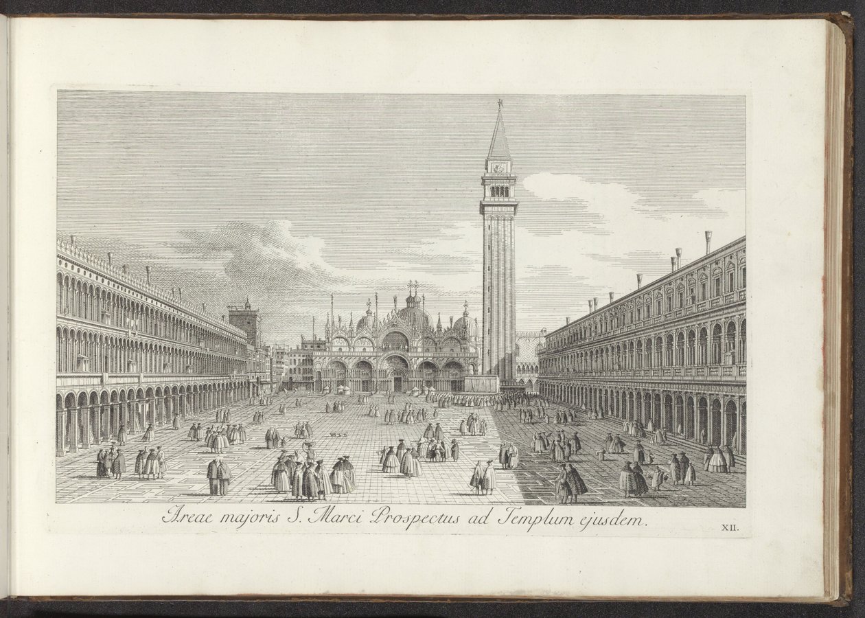 Gezicht op het San Marcoplein en de San Marco te Venetië door Antonio Visentini