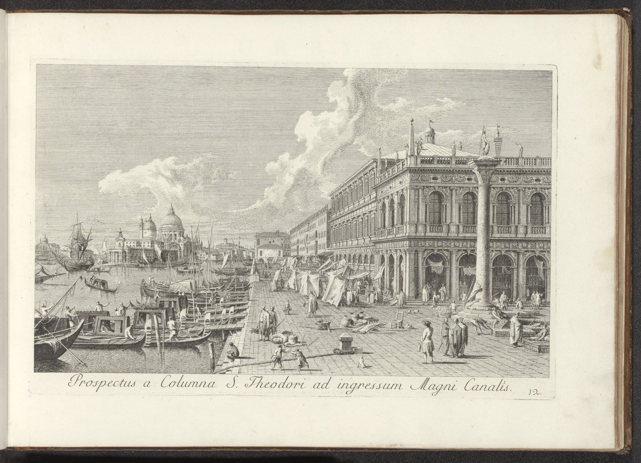 Hoek van het San Marcoplein met de Biblioteca Marciana door Antonio Visentini