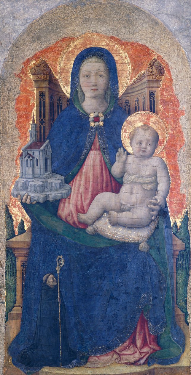 Madonna met Kind, detail van het Praglia Altaarstuk, door Antonio Vivarini door Antonio Vivarini