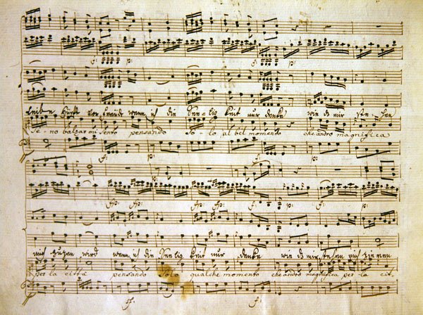 Laat 18e-eeuwse kopie van een manuscriptpagina uit de partituur van La scuola de gelosi door Antonio after Salieri