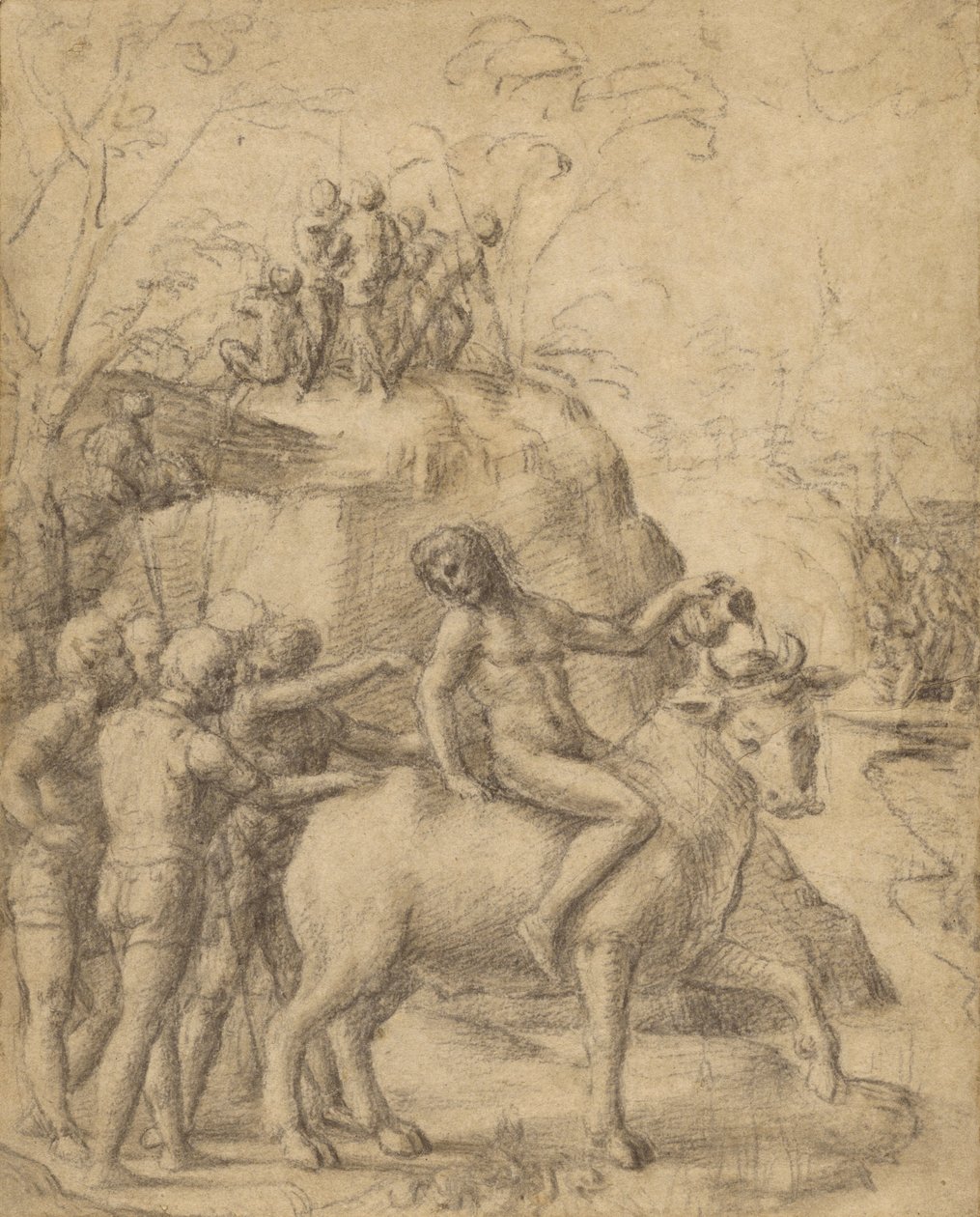 Correggio - Een man op een stier en andere figuren, 83.GB.344 door Antonio da Correggio