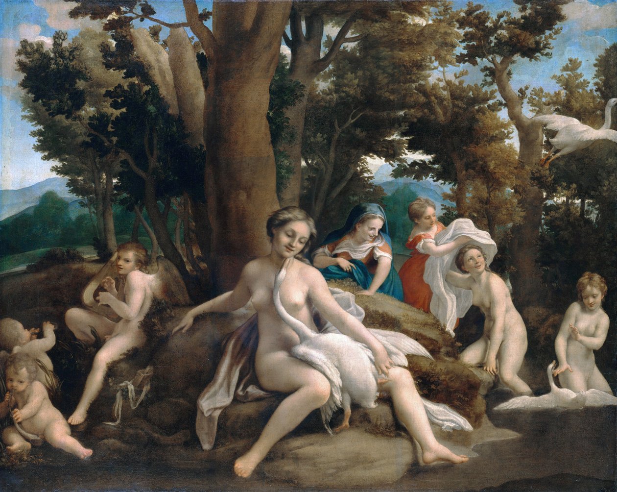 Leda en de zwaan door Antonio da Correggio