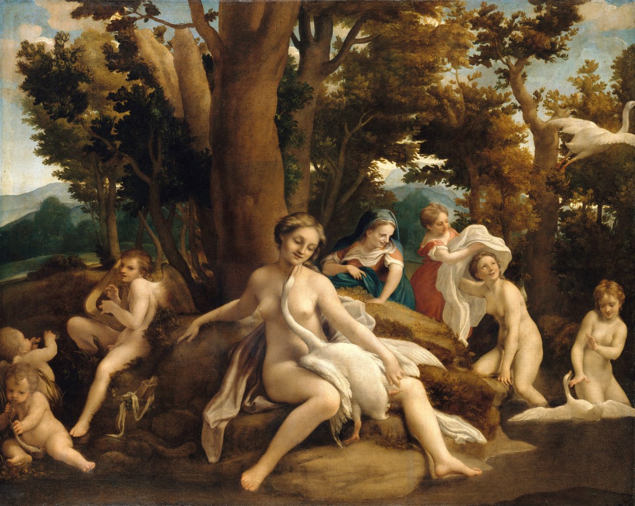 Leda en de zwaan door Antonio da Correggio