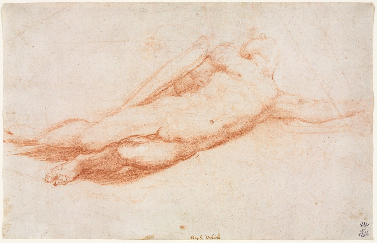 Studie van een Gevallen Soldaat mogelijk de Bekering van Saul (recto) door Antonio da Correggio