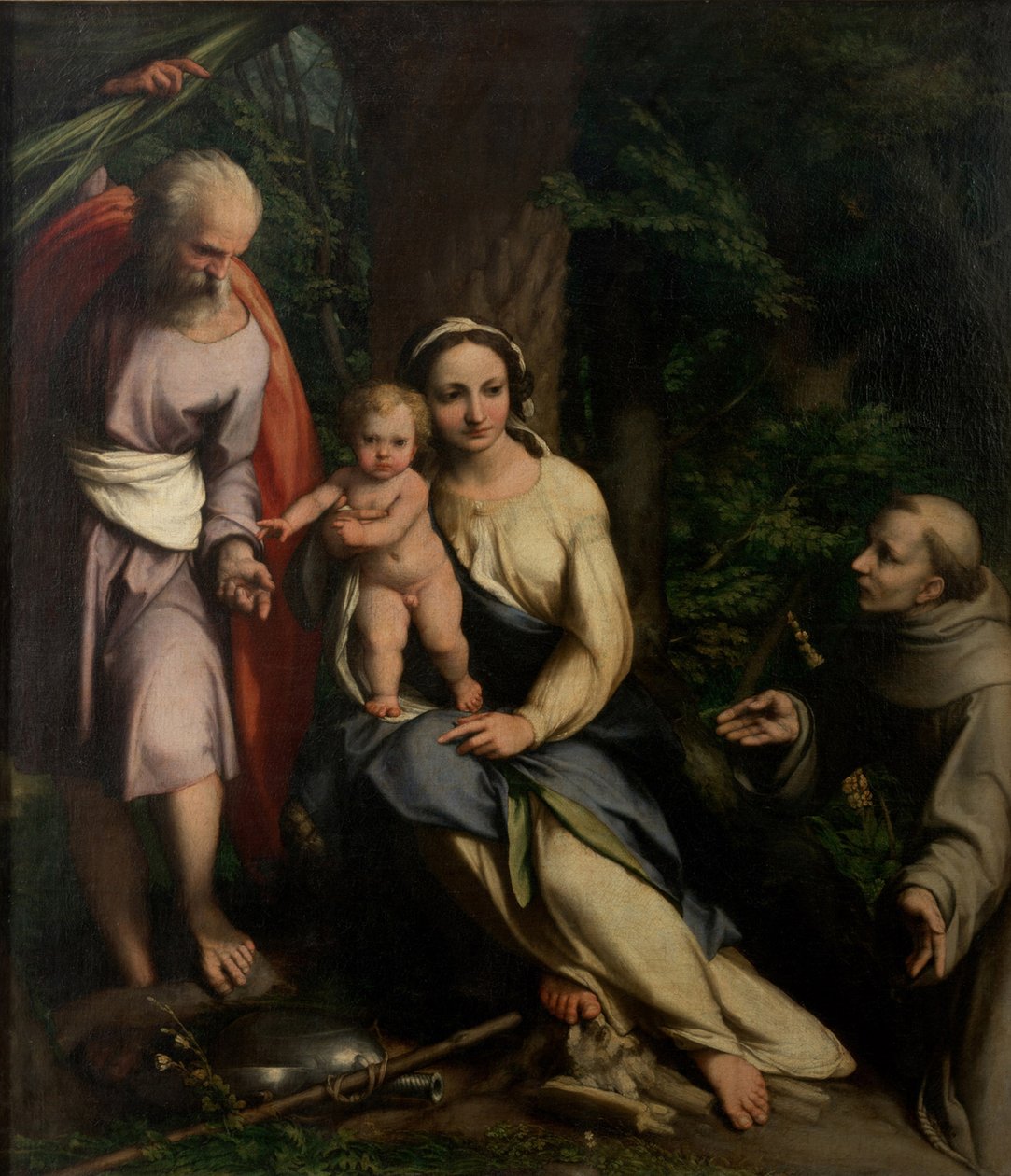Rust tijdens de vlucht naar Egypte met Sint Franciscus van Assisi, ca. 1520 door Antonio da Correggio