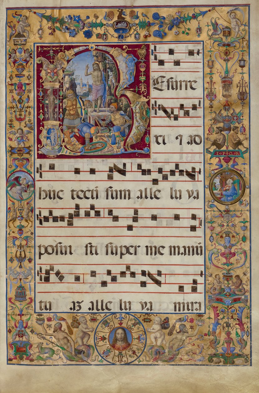 Het Graduale. Initiaal R: De Opstanding, c.1500 door Antonio da Monza