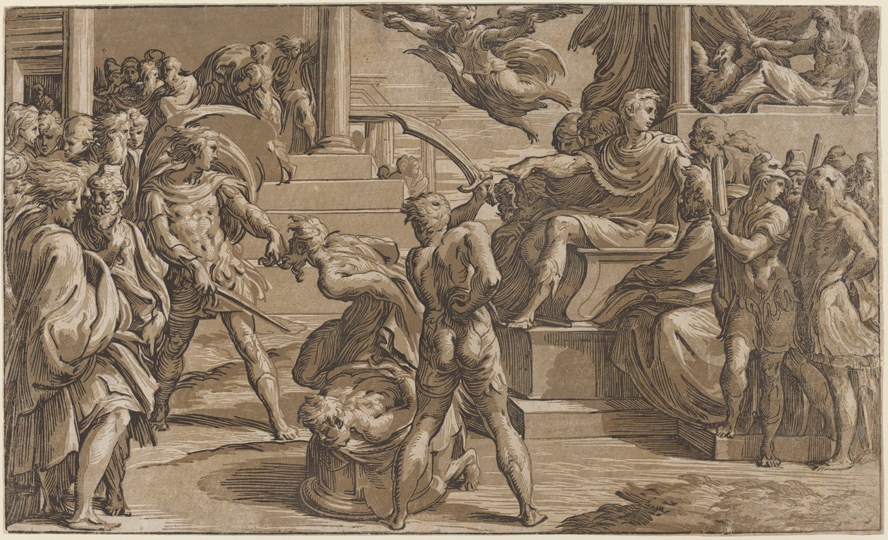 Het martelaarschap van de heiligen Petrus en Paulus, ca. 1530 door Antonio da Trento