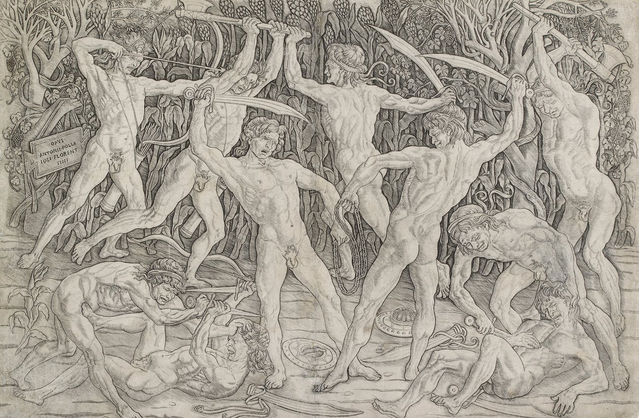 Slag van Naakte Mannen, ca. 1470-1475 door Antonio Pollaiuolo
