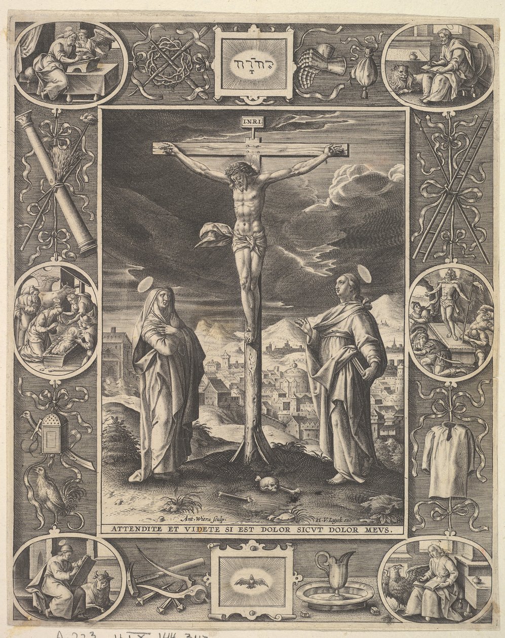 Christus aan het kruis door Antonius Wierix