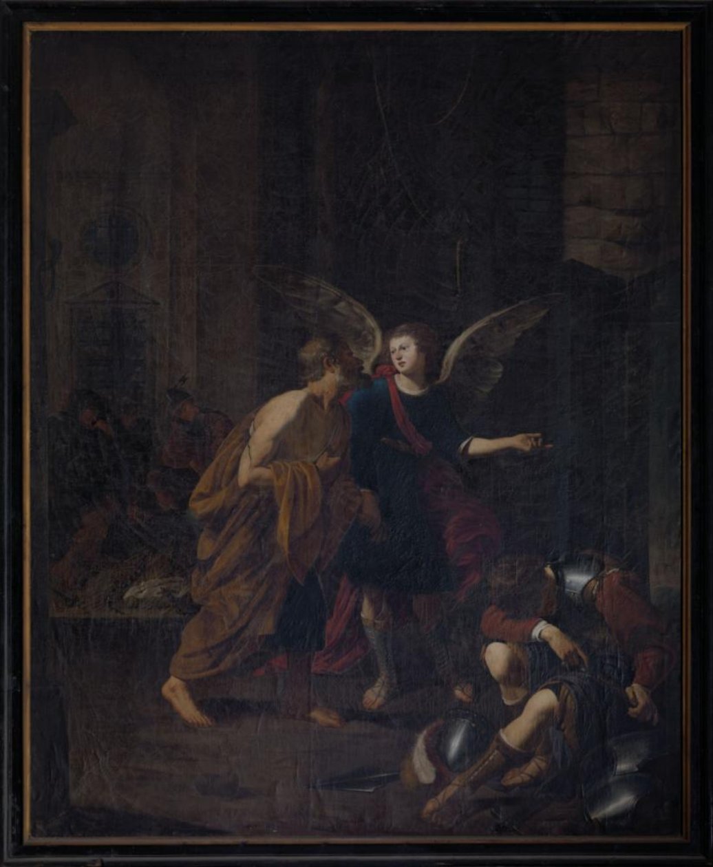 De engel die Petrus bevrijdt uit de gevangenis door Antoon van den Heuvel