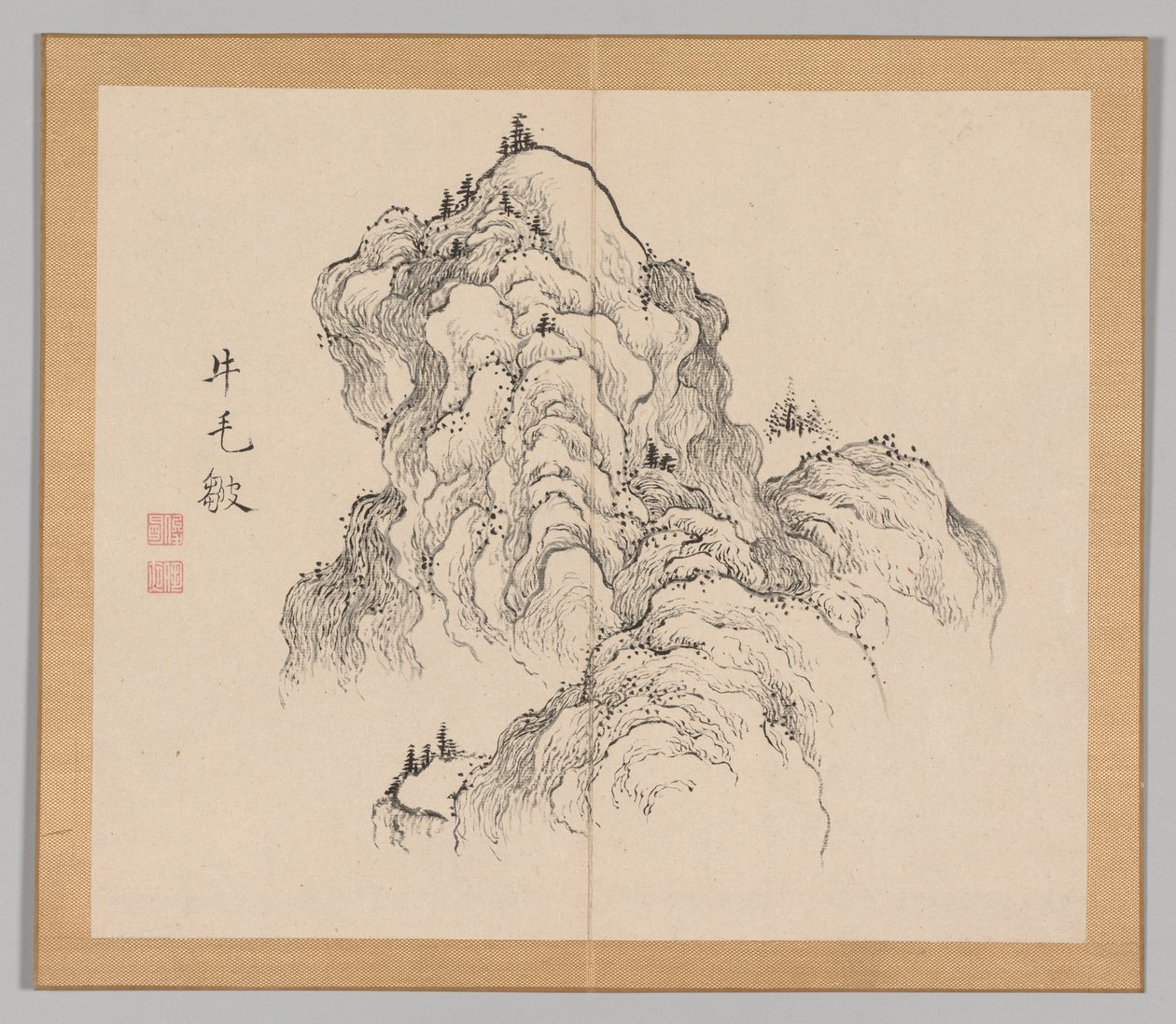 Dubbel Album van Landschapsstudies na Ikeno Taiga, Volume 1 blad 16, 18e eeuw door Aoki Shukuya