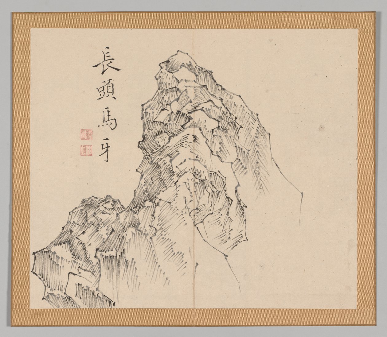 Dubbel album van landschapsstudies naar Ikeno Taiga, Volume 1 blad 17, 18e eeuw door Aoki Shukuya