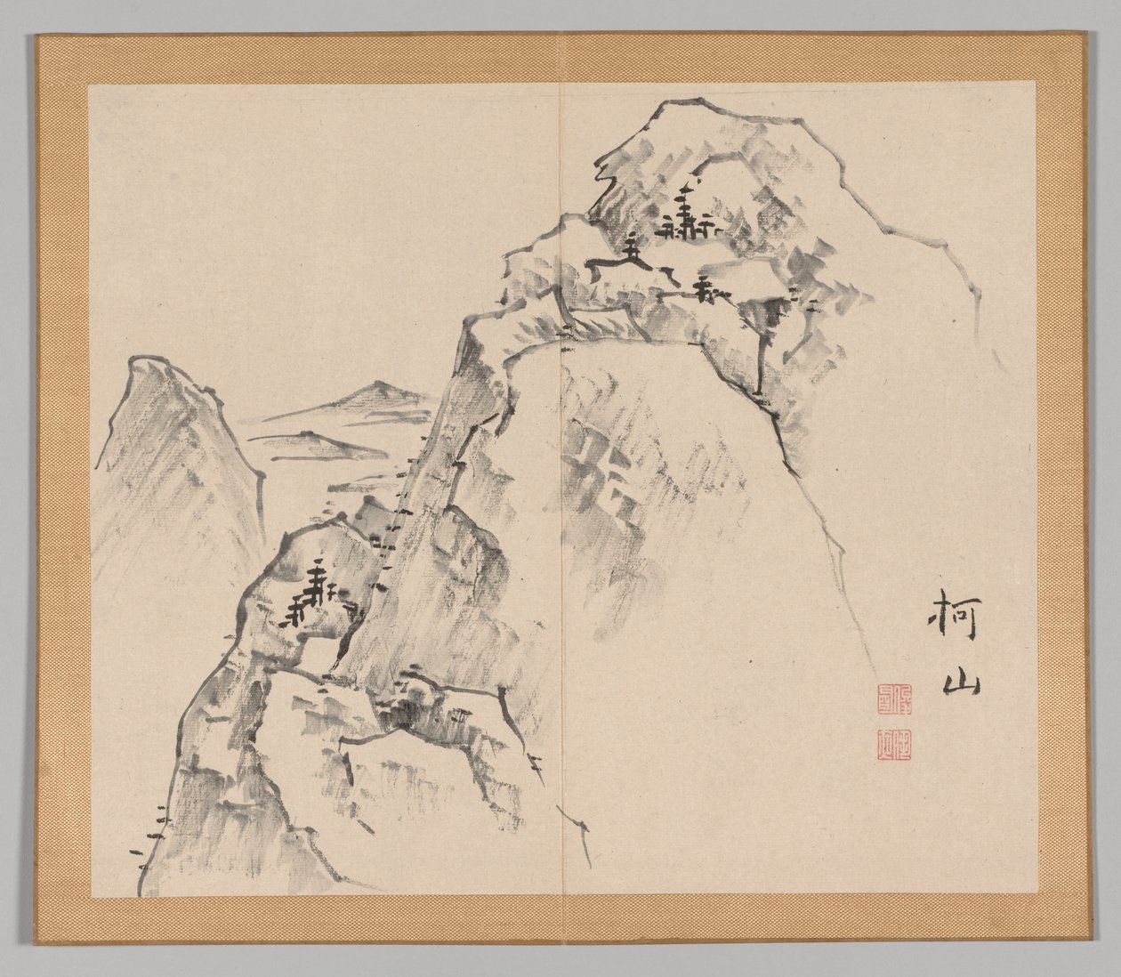 Dubbel Album van Landschapsstudies na Ikeno Taiga, Volume 1 blad 27 door Aoki Shukuya