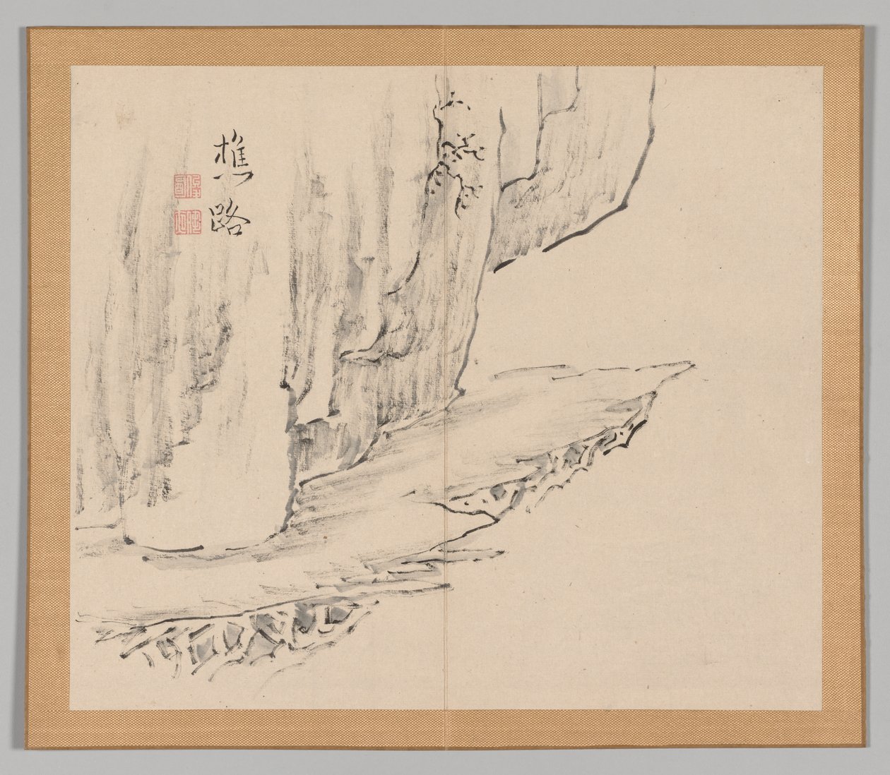 Dubbel Album van Landschapsstudies naar Ikeno Taiga, Volume 1 blad 31 door Aoki Shukuya