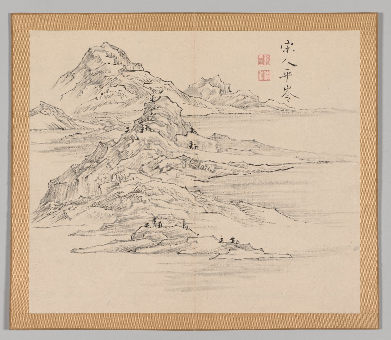 Dubbel Album van Landschapsstudies na Ikeno Taiga, Deel 1 blad 35, 18e eeuw door Aoki Shukuya