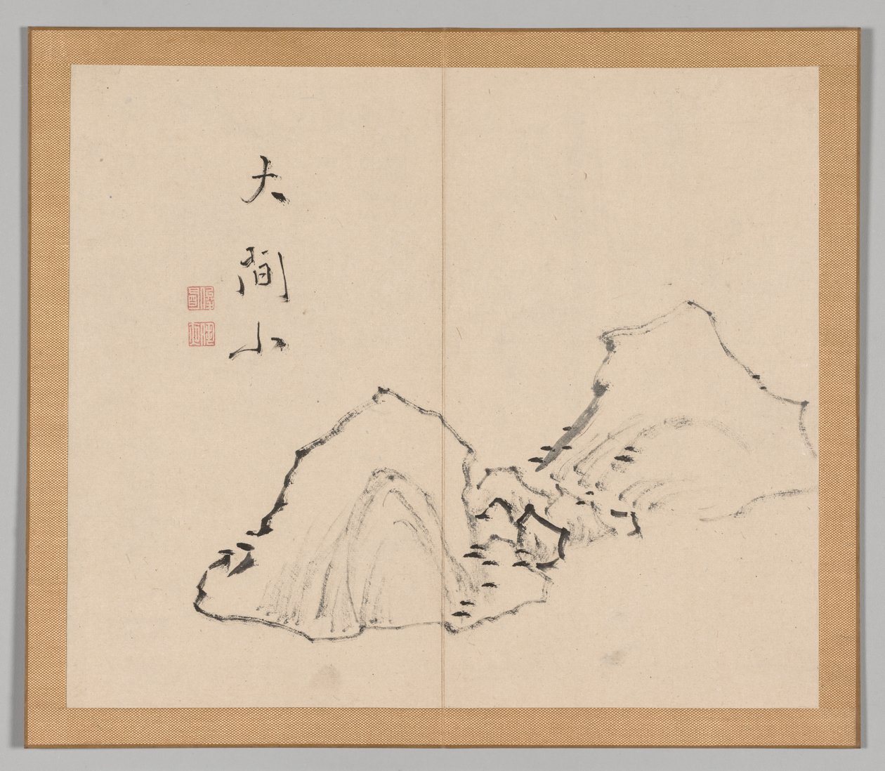 Dubbel Album van Landschapsstudies na Ikeno Taiga, Deel 1 blad 6 door Aoki Shukuya