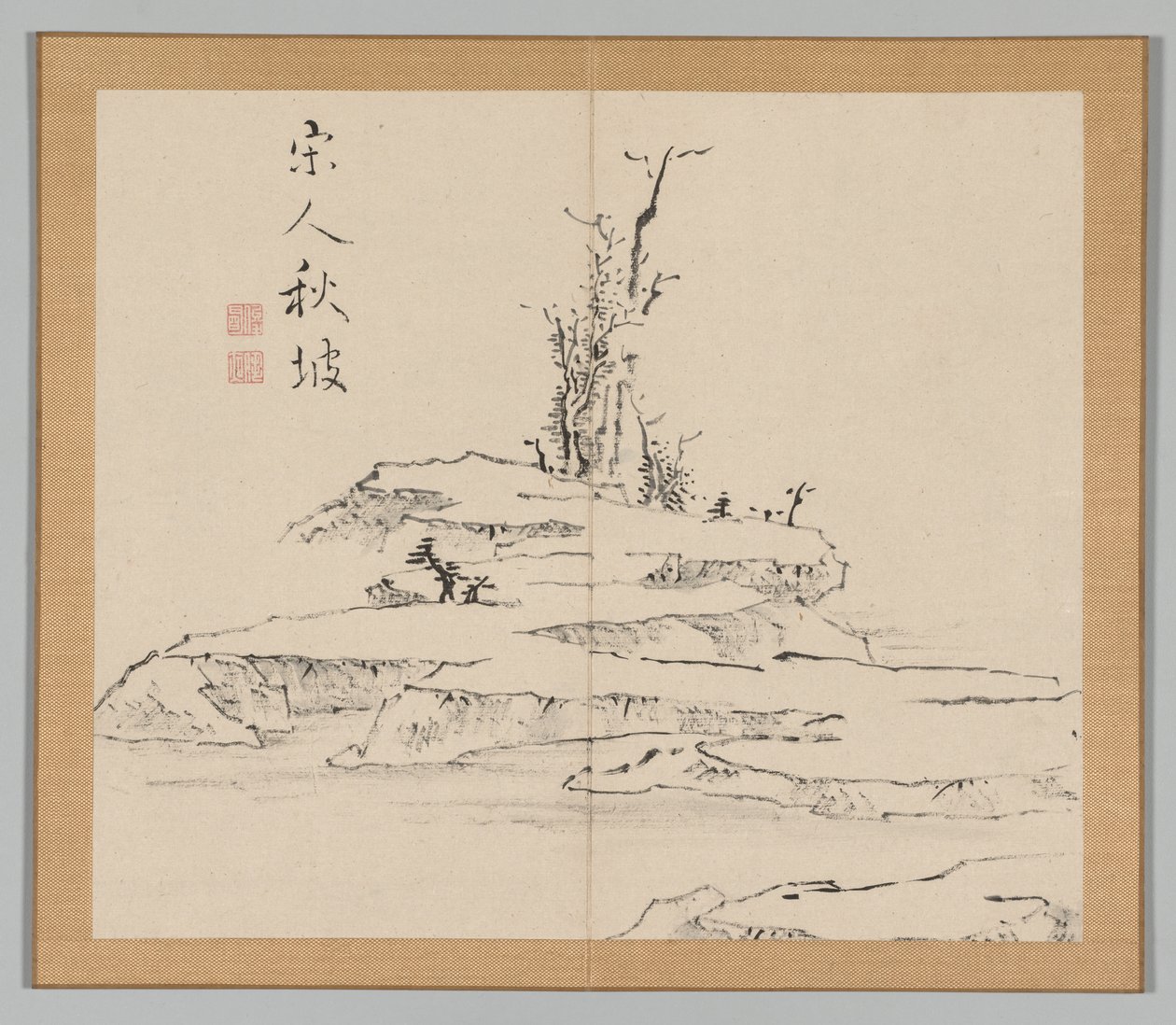 Dubbel album van landschapsstudies naar Ikeno Taiga, Deel 2 blad 12, 18e eeuw door Aoki Shukuya