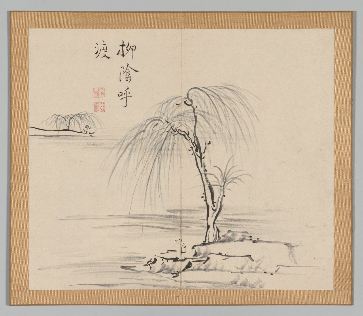Dubbel album van landschapsstudies na Ikeno Taiga, Volume 2 blad 18 door Aoki Shukuya