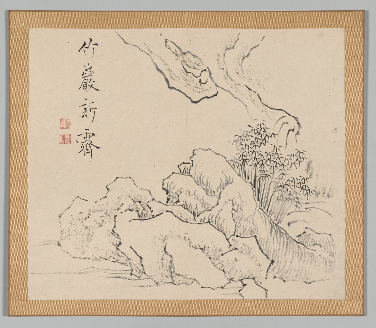 Dubbel album van landschapsstudies na Ikeno Taiga, Volume 2 blad 19 door Aoki Shukuya
