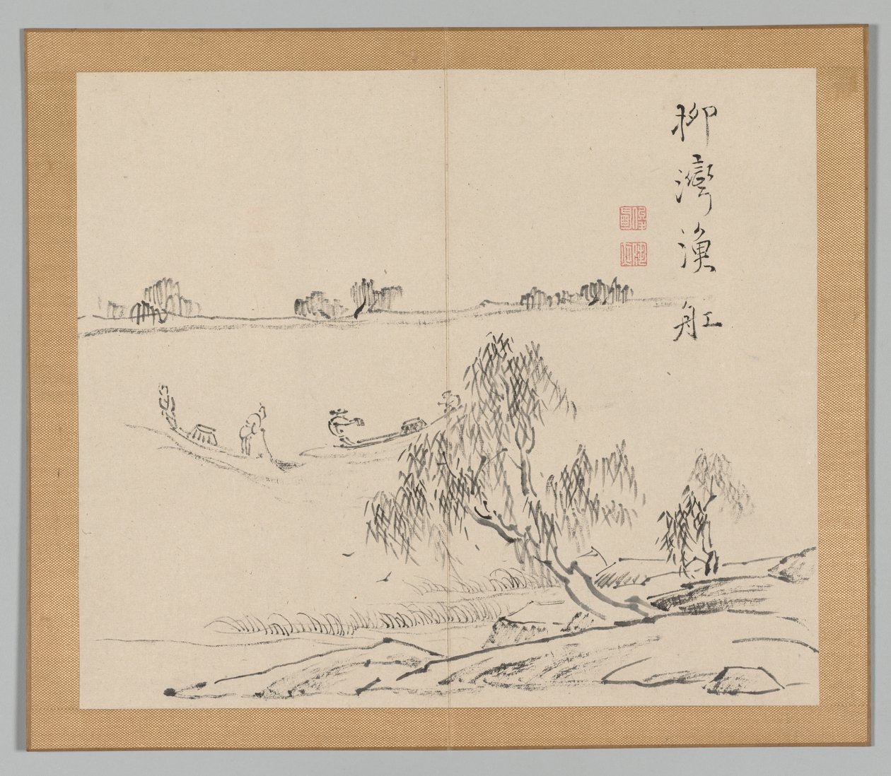 Dubbel Album van Landschapsstudies na Ikeno Taiga, Deel 2 blad 27 door Aoki Shukuya