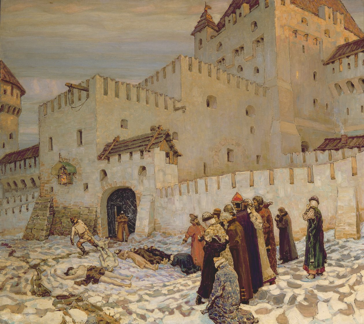Het slagveld (reconstructie van oud Moskou) door Apollinari Mikhailovich Vasnetsov