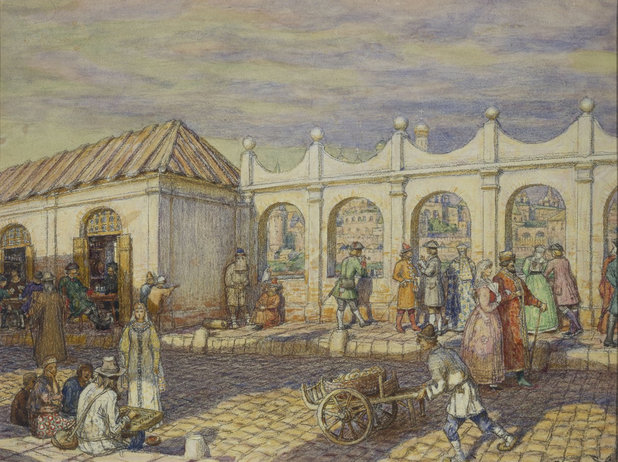 De Stenen Brug ten tijde van Peter I, 1901 door Apollinari Mikhailovich Vasnetsov