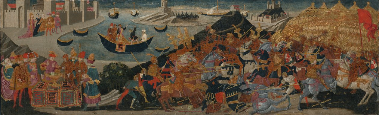 De slag bij Pharsalus en de dood van Pompeius door Apollonio di Giovanni